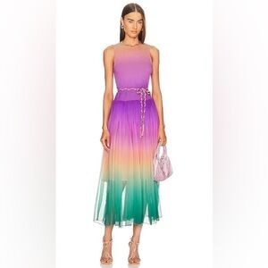 ZIMMERMAN CIRA SHIRRED MIDI DRESS